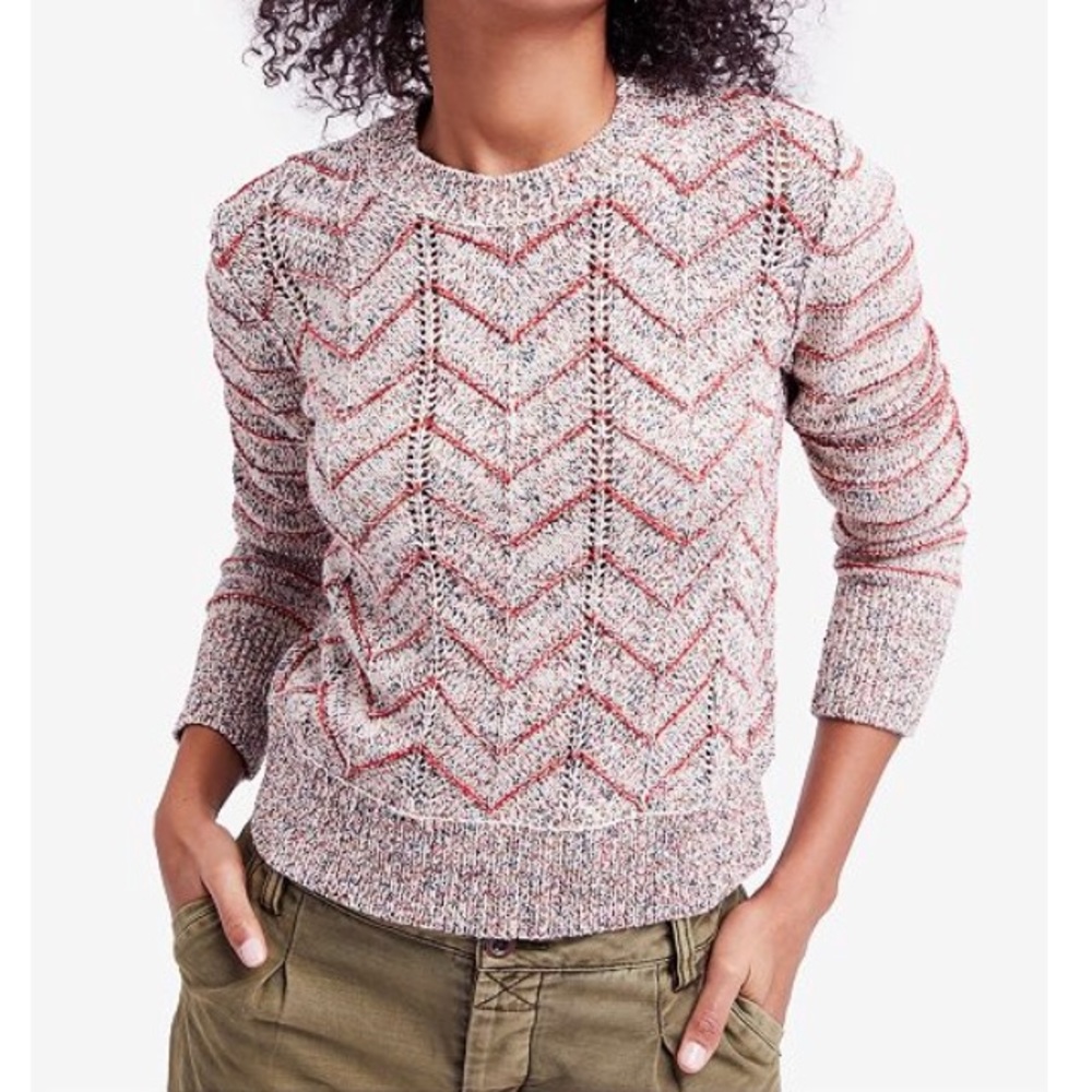 Free People Chevron Sweater Zig Zag Powder Combo